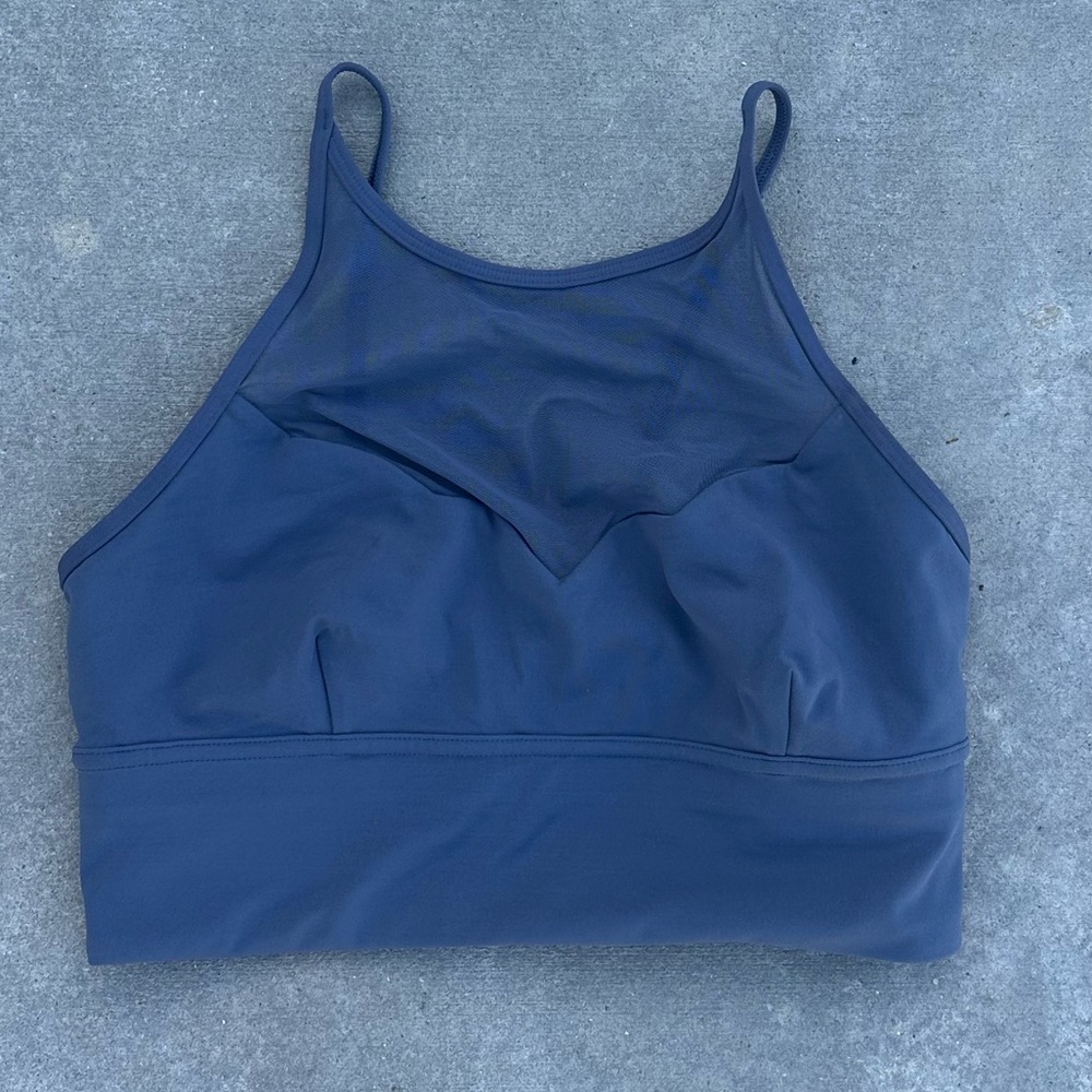 lululemon athletica racerback sports bra top blue size 6 gym workout running